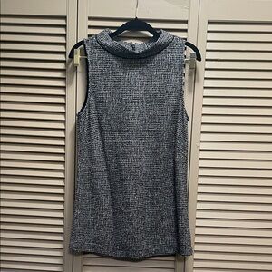 Ann Taylor Black and White Textured Tank Top